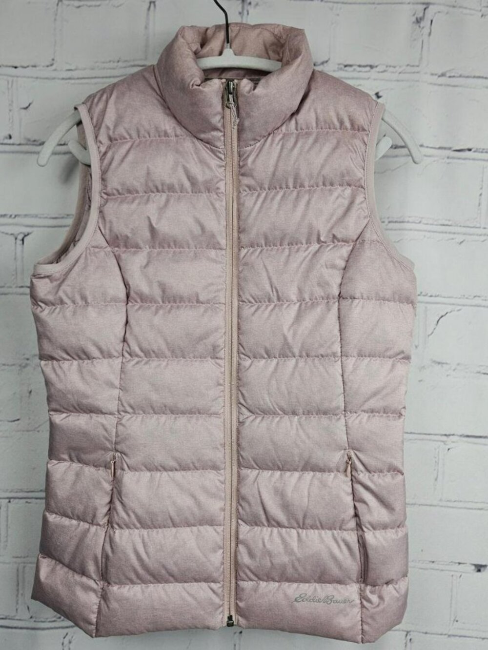 Light Pink Down Insulated Puffer Vest Womens XS Eddie Bauer EB650 Zip Up Outdoor